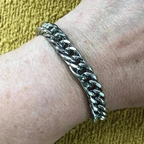 Stainless Steel Adjustable Thick Double Cuban Bracelet NWT - Picture 1 of 5